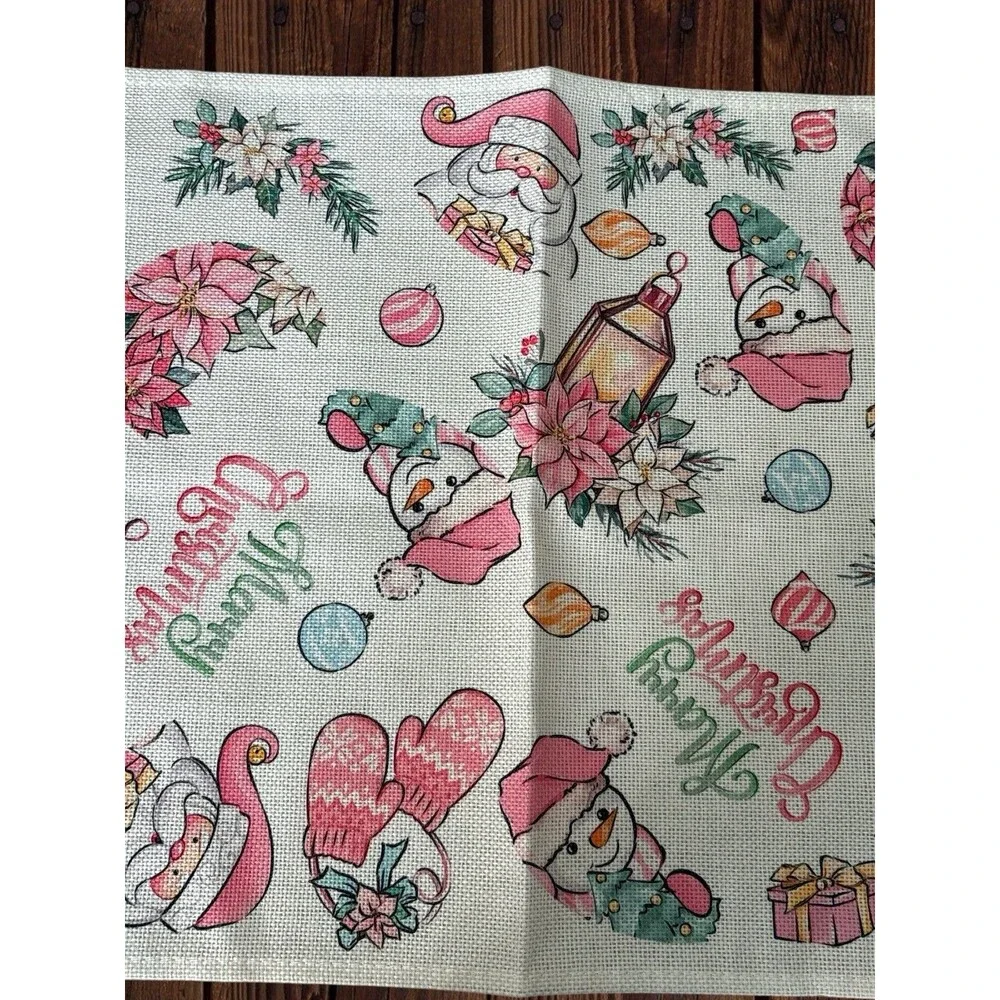 Vintage Style Christmas Table Runner Christmas Theme Burlap 71